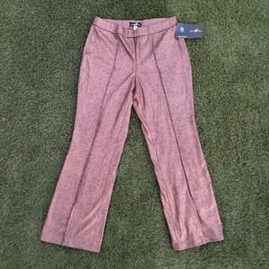 Joan Boyce Womens Metallic Rose Gold Textured Trousers Size 14 New With Tags
